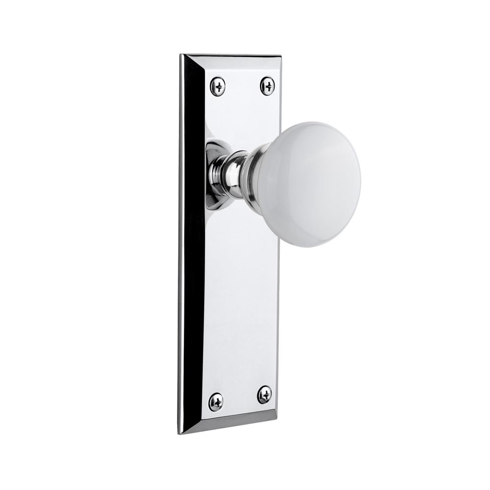 Grandeur by Nostalgic Warehouse FAVHYD Double Dummy Knob - Fifth Avenue Plate with Hyde Park Knob in Bright Chrome